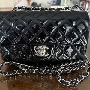 Chanel Black Patent Quilted Crossbody Bag